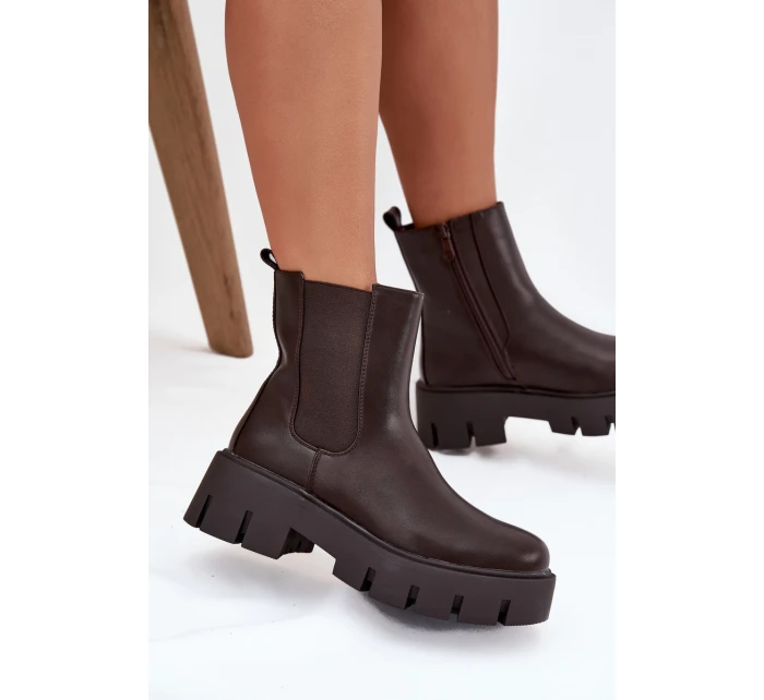 Dámské šněrovací boty teplé kůže tmavě hnědé model 21709278 - Boto Dámské šněrovací boty teplé kůže tmavě hnědé model 21709278 - Boto