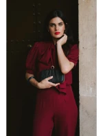 model 21470626 Kombinéza s mašlí na zavazování bordó - STYLOVE