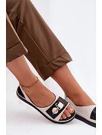 Dámske kožené sandále GR61-5932 béžovo-čierne - D&A