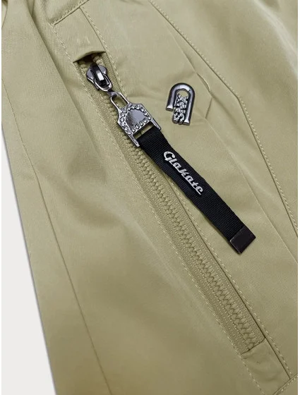 Tenký béžový dámský kabát s ohrnutými rukávy model 19761498 - Glakate