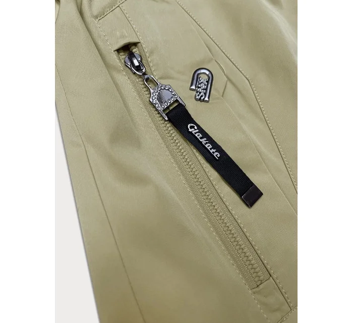 Tenký béžový dámský kabát s ohrnutými rukávy model 19761498 - Glakate