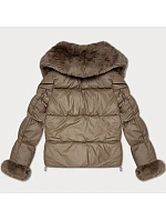 Dámska páperová bunda s kožušinovým golierom S'West beige (B8527-12) Dámska páperová bunda s kožušinovým golierom S'West beige (B8527-12)