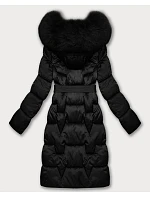 Černá dámská zimní bunda s páskem model 21439638 - S'WEST