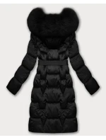 Černá dámská zimní bunda s páskem model 21439638 - S'WEST