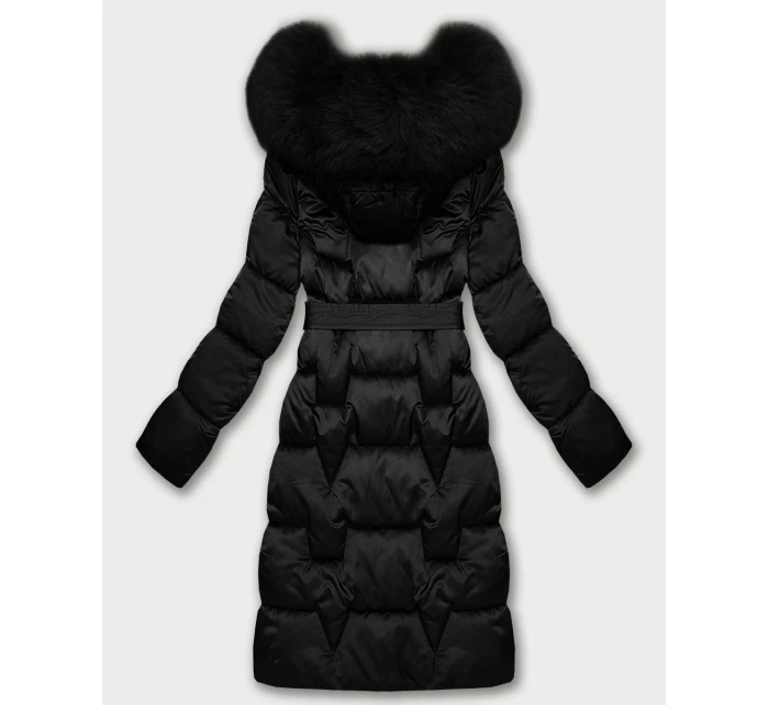 Černá dámská zimní bunda s páskem model 21439638 - S'WEST
