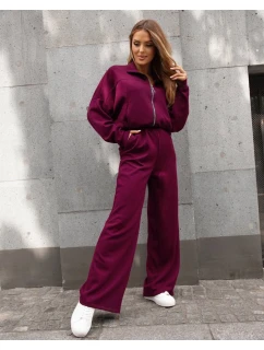 Komplet damski spodnie i bluza ze bordowy model 21470450 - Moon