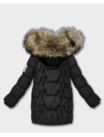 Čierna dámska zimná bunda s kapucňou Goodlookin (KK60563)