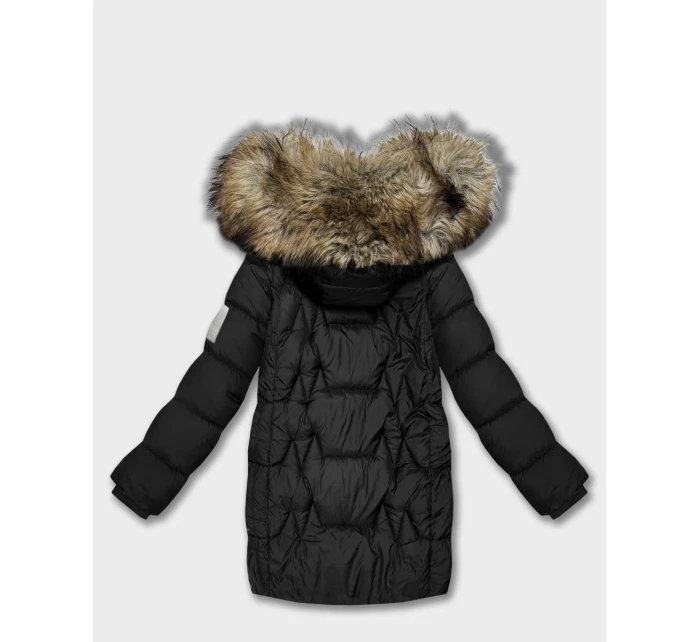 Čierna dámska zimná bunda s kapucňou Goodlookin (KK60563)