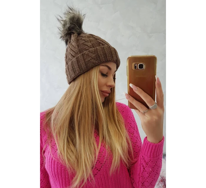 Fleecová kockovaná čiapka K226 mocca Fleecová kockovaná čiapka K226 mocca