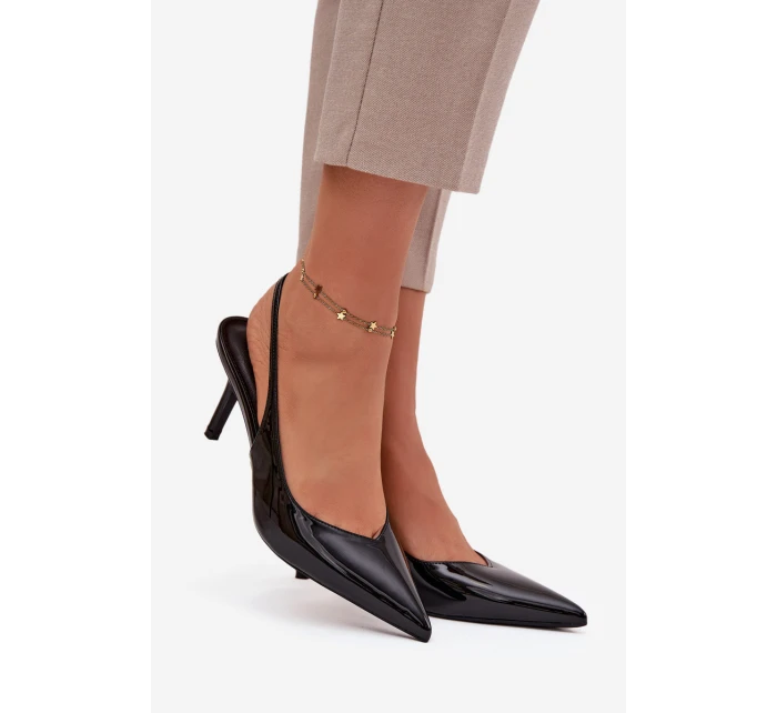 Lakované lodičky na jehlovém podpatku Černé Phelia