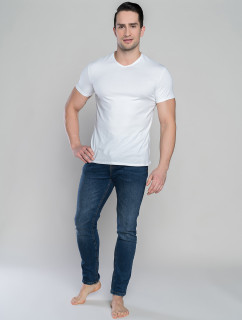 Tričko Ikar s krátkym rukávom a výstrihom do V - biele