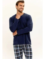 Pánské pyžamo  Tmavě modrá / světle modrá vzor  model 21229196 - Taro