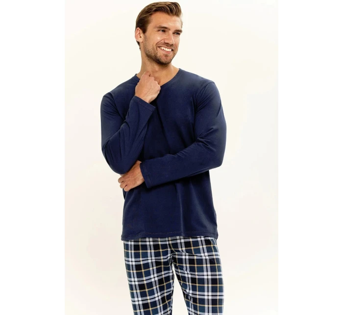 Pánské pyžamo  Tmavě modrá / světle modrá vzor  model 21229196 - Taro