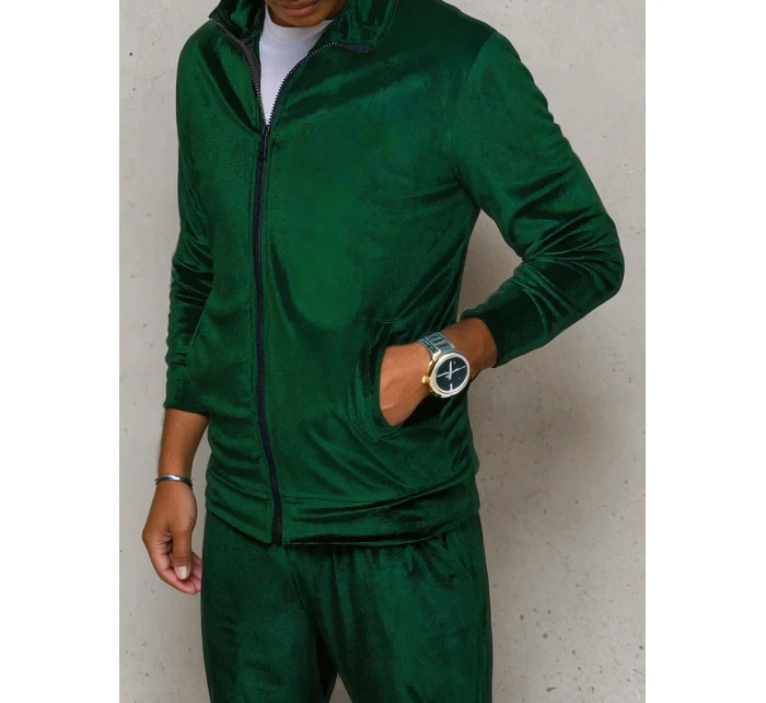 Pánska zelená velúrová mikina FashionStreet BX5536