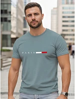 Koszulka męska bawełniana z napisem PARIS petrol model 22316084 - FashionStreet Koszulka męska bawełniana z napisem PARIS petrol model 22316084 - FashionStreet