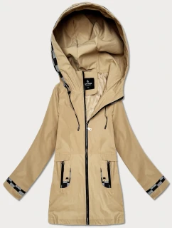 Lekko ocieplana kurtka damska z kapturem Goodlookin piaskowa (KK60413-5#)
