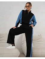 Mikinový set mikina na zips + široké nohavice čierno-modrá (821151) Mikinový set mikina na zips + široké nohavice čierno-modrá (821151)