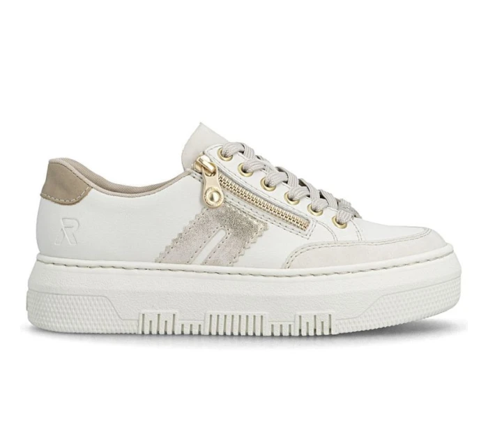 Dámske kožené tenisky na platforme béžovej farby Rieker M1912-80