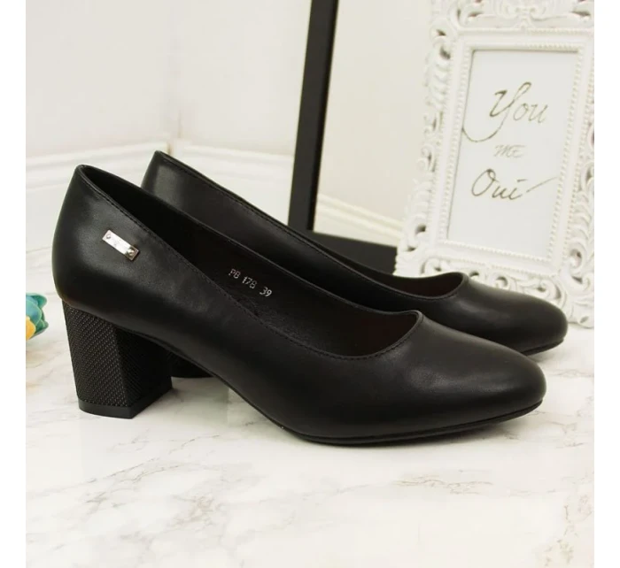 Černé lodičky W s ozdobným model 20709526 - SERGIO LEONE Černé lodičky W s ozdobným model 20709526 - SERGIO LEONE