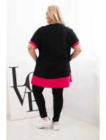 Dámske Plus veľkosť tunika s kvetinovým vzorom a dekoratívne korálky Fuchsia