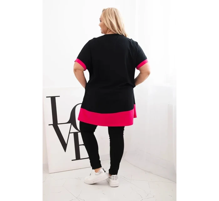 Dámske Plus veľkosť tunika s kvetinovým vzorom a dekoratívne korálky Fuchsia