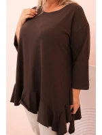 Dámská blůza Plus Size s model 21259122 kapsou a ohrnutým rukávem kiwi - K-Fashion
