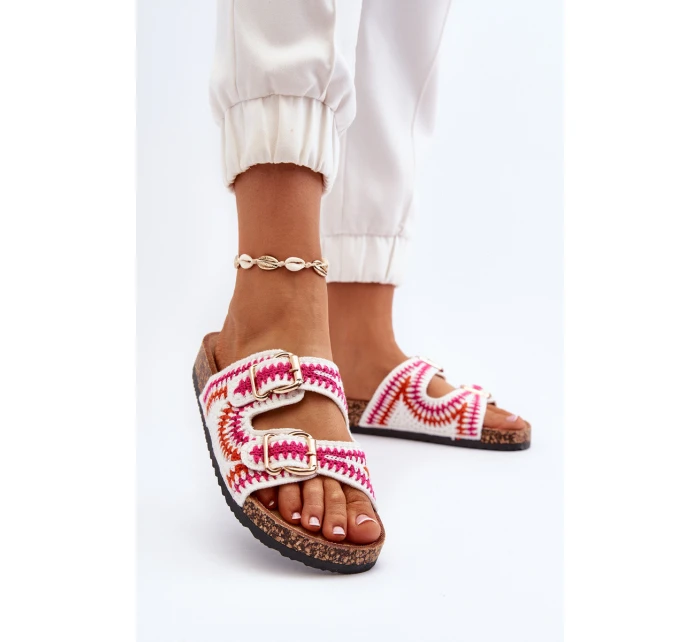 Damskie Klapki Na Korkowej Podeszwie Białe Fannea Damskie Klapki Na Korkowej Podeszwie Białe Fannea