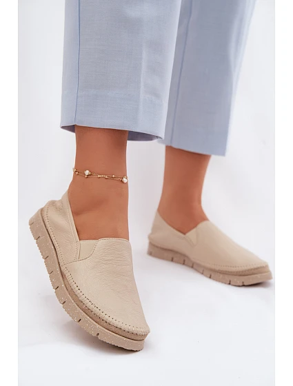 Dámske kožené slip-on topánky Maciejka 03512-04 Beige