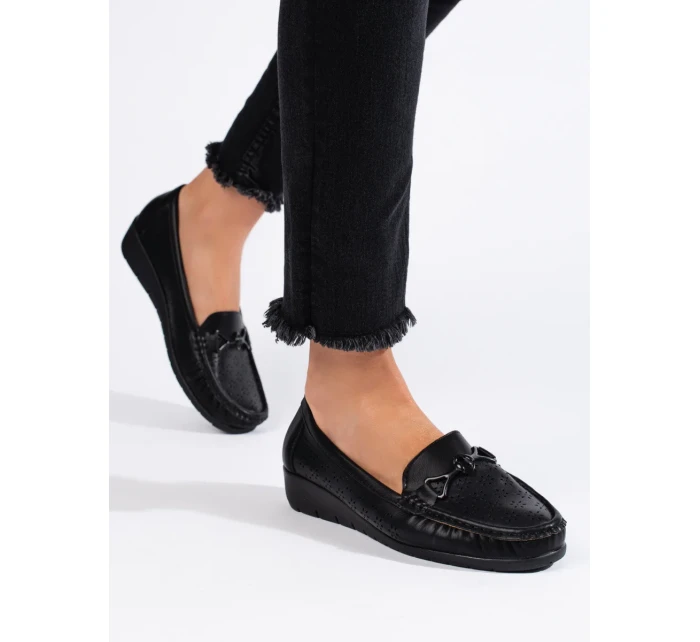 Módne dámske čierne mokasíny bez podpätku Módne dámske čierne mokasíny bez podpätku