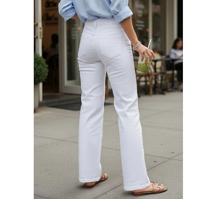 Jeansy damskie wide leg z wysokim stanem białe model 22109995 - FashionStreet