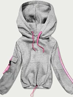 Krátka šedá dámska bavlnená tepláková mikina (26031)