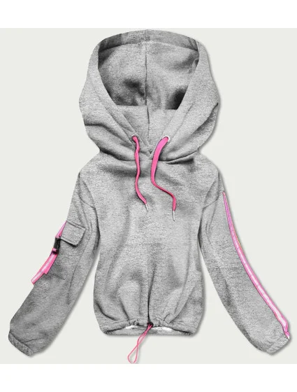 Krátka šedá dámska bavlnená tepláková mikina (26031) Krátka šedá dámska bavlnená tepláková mikina (26031)