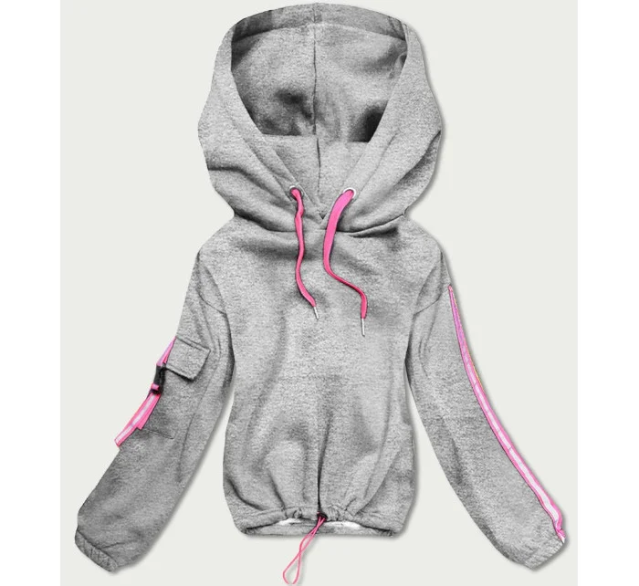 Krátka šedá dámska bavlnená tepláková mikina (26031) Krátka šedá dámska bavlnená tepláková mikina (26031)