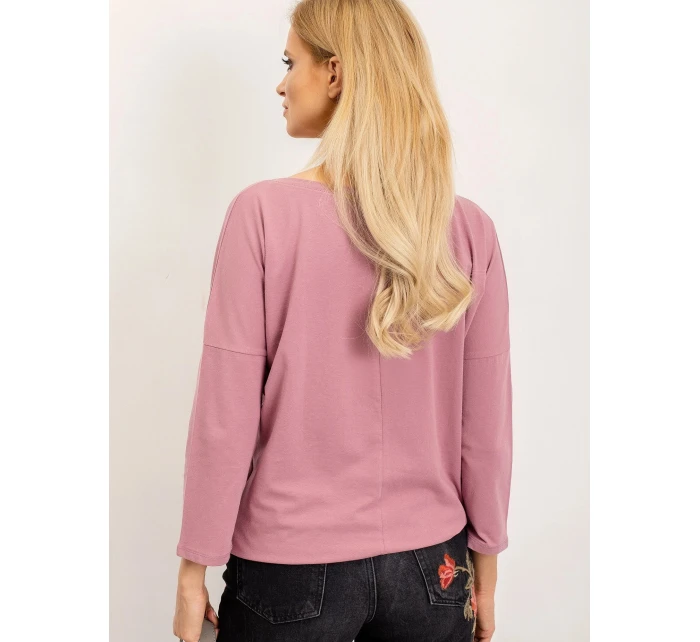 Dámska voľná blúzka v špinavoružovej farbe so zaväzovaním na spodku (4691)