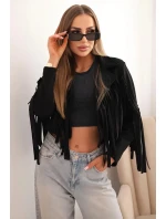 Dámská semišová bunda s třásněmi černá Dámská semišová bunda s třásněmi černá