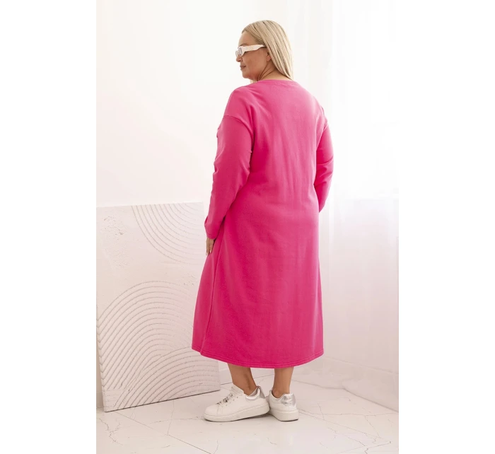 Dámske plus size šaty s bavlnenou výšivkou ružové