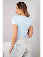 Dámska bambusová blúzka s krátkymi rukávmi a širokým výstrihom basic blue Dámska bambusová blúzka s krátkymi rukávmi a širokým výstrihom basic blue
