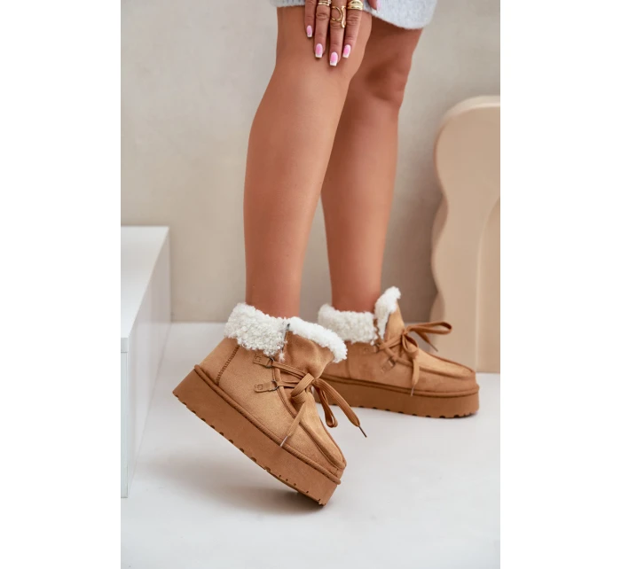 Śniegowce Damskie Na Platformie Z Futerkiem Typu Branek Camel Ciabellae Śniegowce Damskie Na Platformie Z Futerkiem Typu Branek Camel Ciabellae