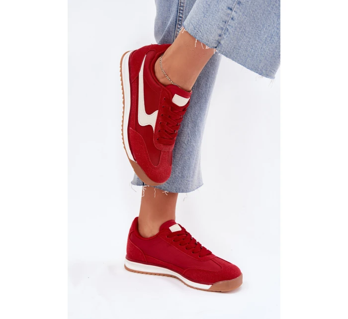 Buty Sportowe Sneakersy Damskie Czerwone Zerina