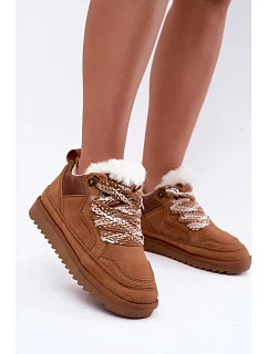 Kožené semišové snehule s kožušinou Vinceza 97974 Camel