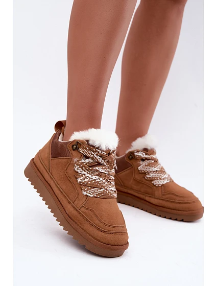 Kožené semišové snehule s kožušinou Vinceza 97974 Camel