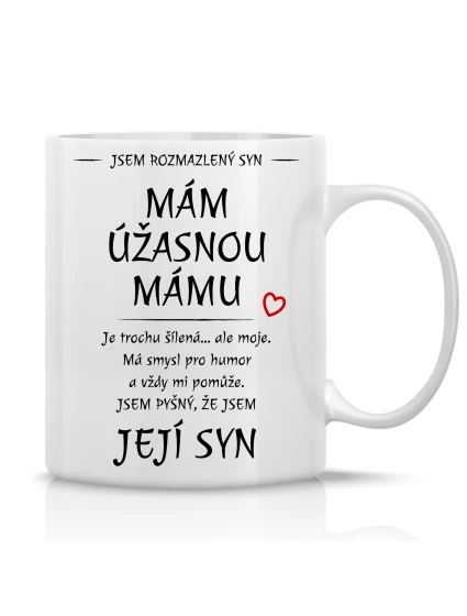 MÁM ÚŽASNOU MÁMU - klasický bílý keramický hrníček 300 ml