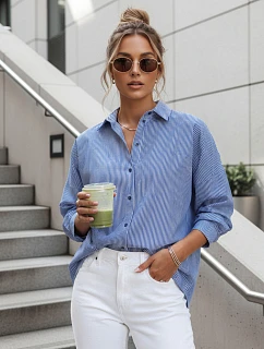 Dámské oversize tričko modré model 22089615 - FashionStreet