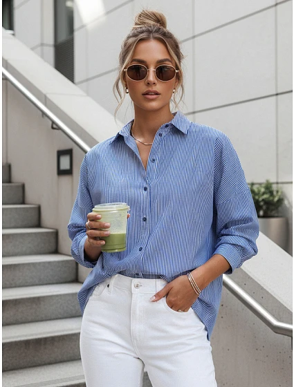 Dámske nadrozmerné tričko BLISS modré FashionStreet DY0351