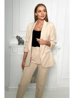 Elegantná súprava saka a nohavíc v tmavobéžovej farbe