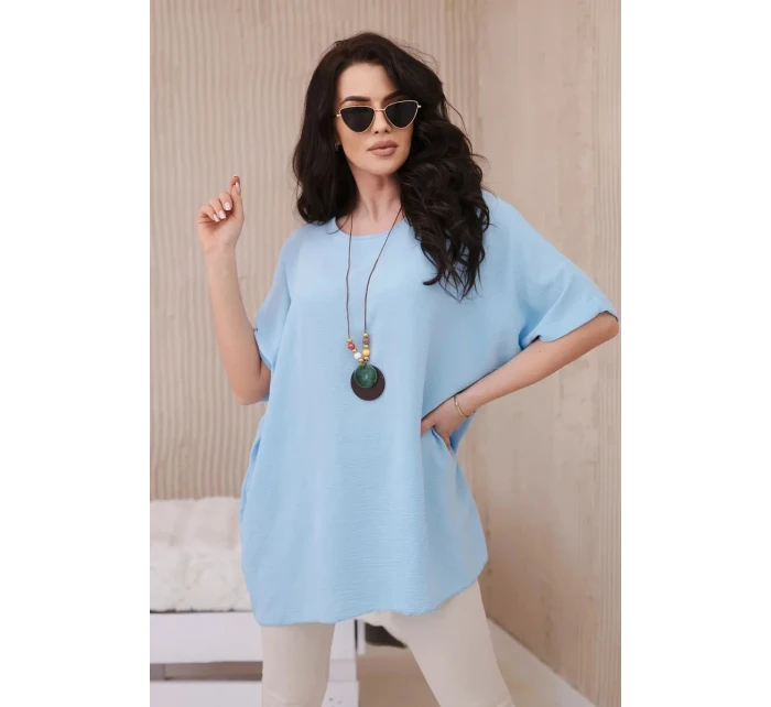 Oversized halenka s přívěskem modrý