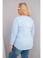 Dámske Plus veľkosť blúzka s potlačou Love You More Blue Dámske Plus veľkosť blúzka s potlačou Love You More Blue