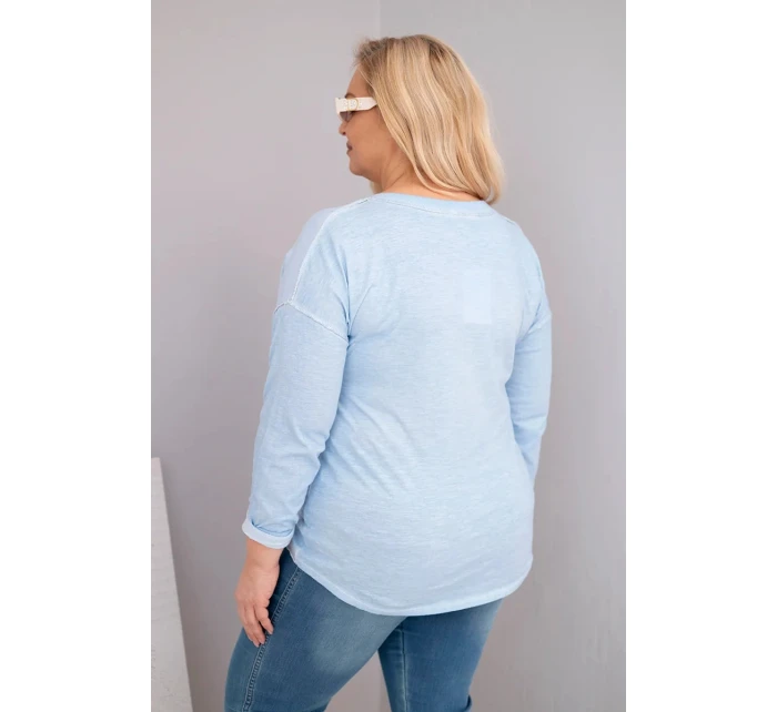 Dámske Plus veľkosť blúzka s potlačou Love You More Blue Dámske Plus veľkosť blúzka s potlačou Love You More Blue