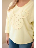 Dámske Plus veľkosť bavlnené V-neck blúzka žltá