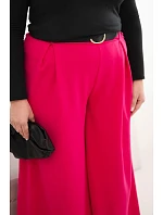 Dámske Plus veľkosť široké nohavice s opaskom Fuchsia